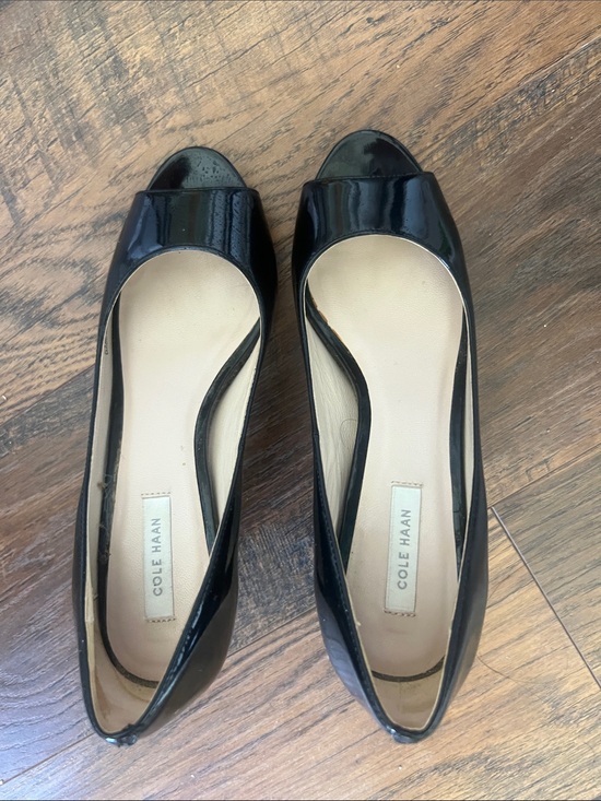 Cole Haan Shoes - Cole Haan Black Patent Peep-Toe Pumps